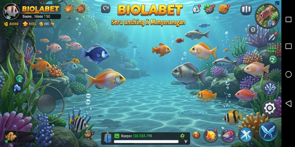Tangkapan screenshot utama BIOLABET dengan suasana memancing yang menawan.
