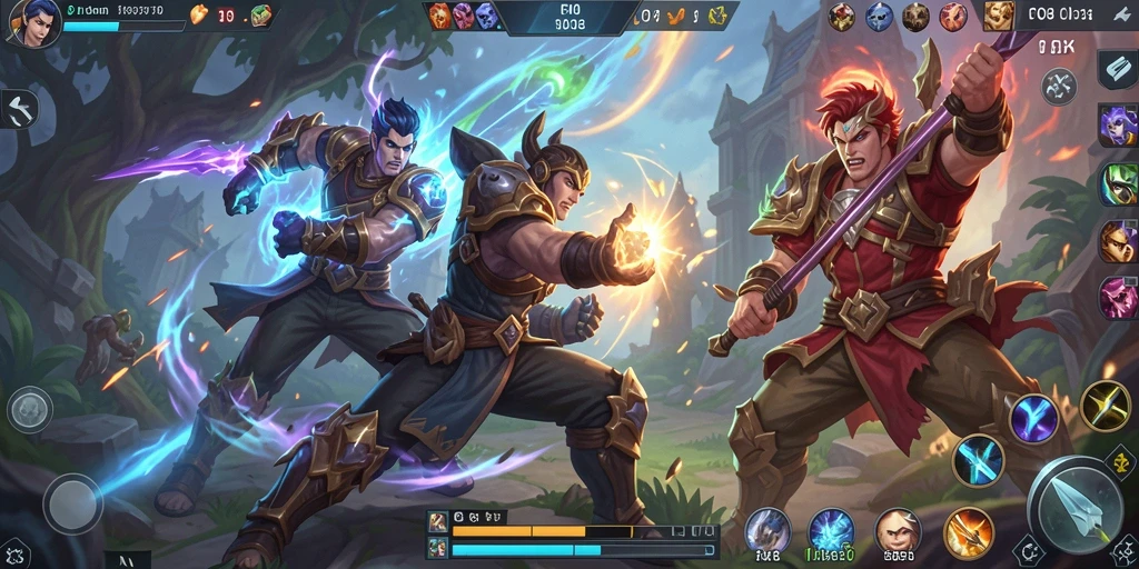 Tampilan gameplay seru di arena pertarungan MOBA.