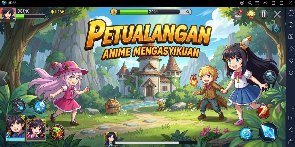 Tampilan gameplay ID66 yang penuh aksi dan karakter anime.
