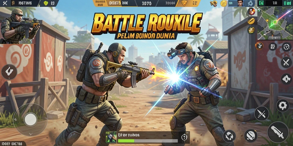Tampilan seru gameplay ID6788 dalam pertarungan Battle Royale.