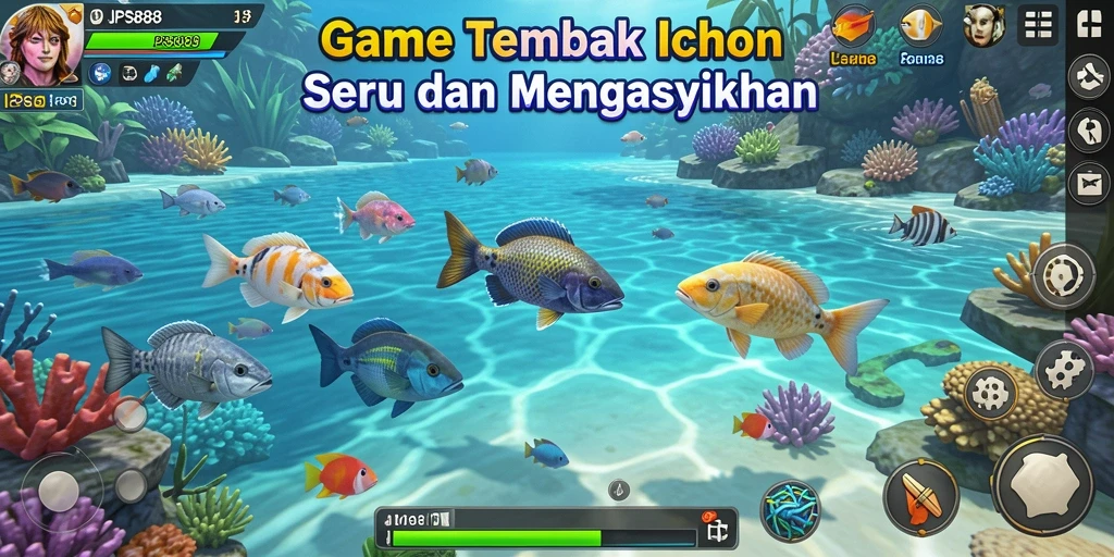 Tangkapan layar gameplay JPS888 yang menunjukkan aksi Tembak Ikan.