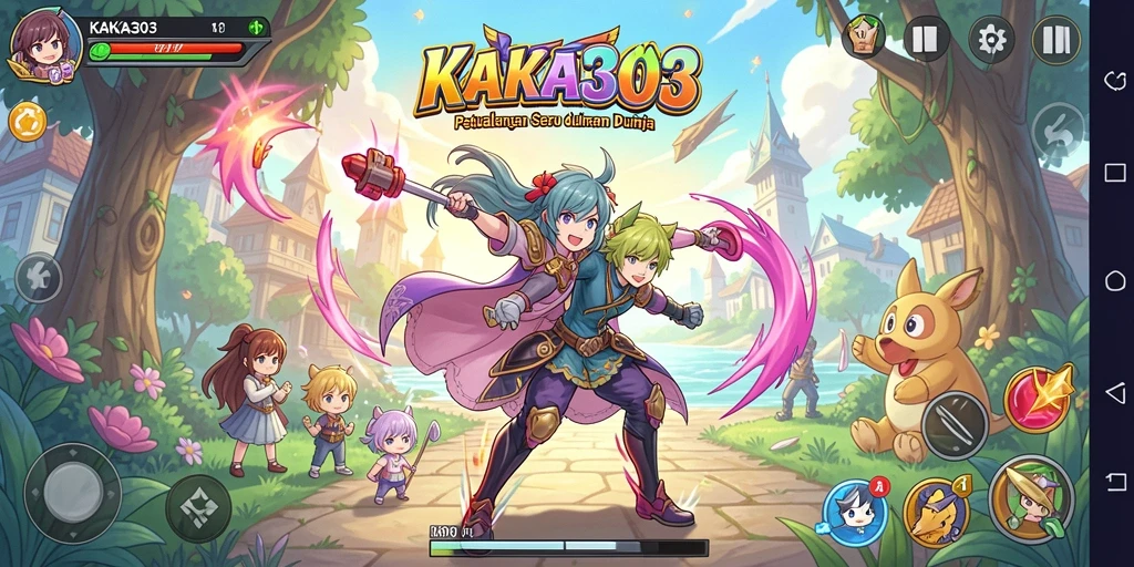 Tangkapan layar utama KAKA303 menunjukkan karakter anime dalam aksi seru.