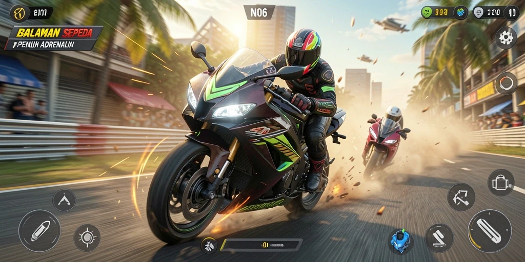 Gim balap sepeda motor dengan grafis menakjubkan dan gameplay adrenalin.