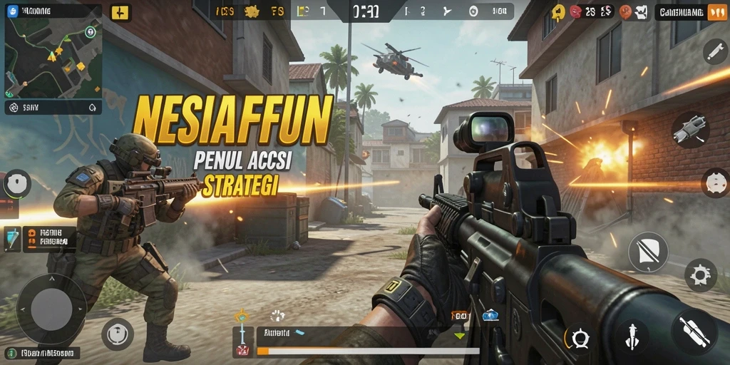 Screenshot utama menunjukkan aksi mendebarkan di battlefield NESIAFUN.