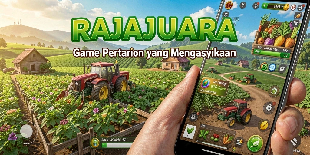 Screenshot gameplay RAJAJUARA yang menampilkan keindahan ladang pertanian.
