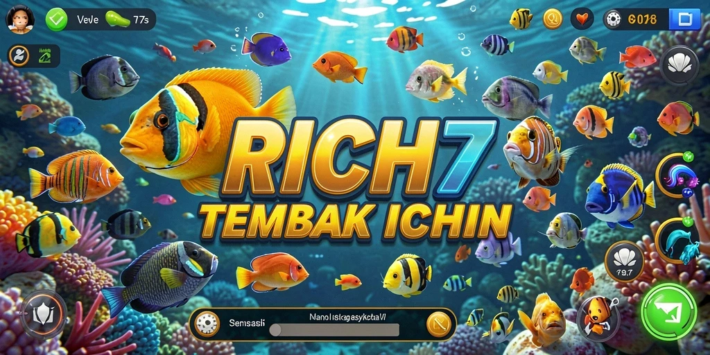 Screenshot utama RICH7 menampilkan aksi seru Tembak Ikan.