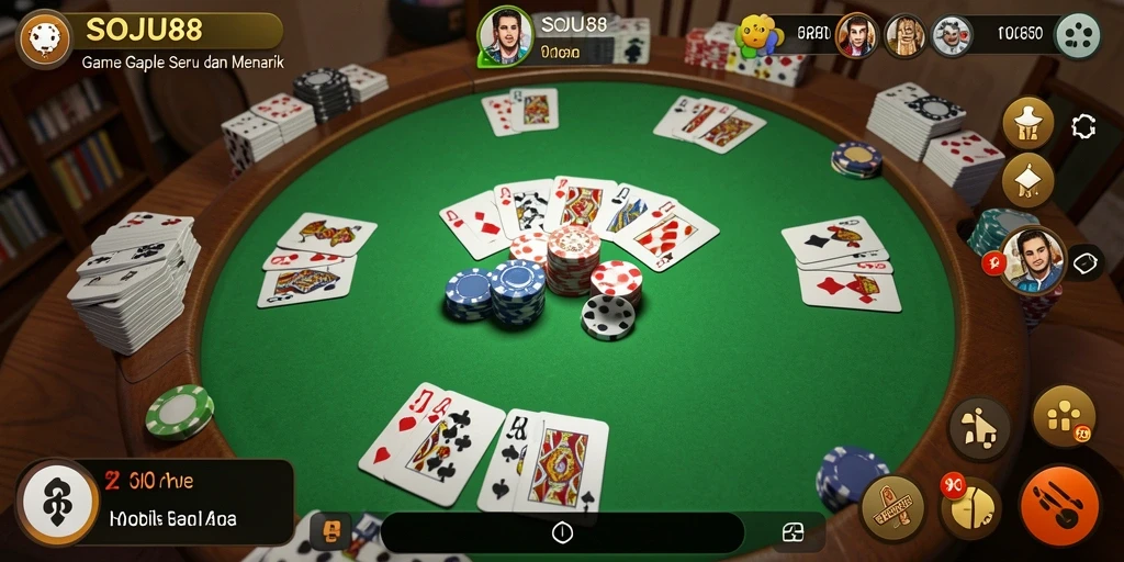 Tampilan menarik dari gameplay Gaple di SOJU88.