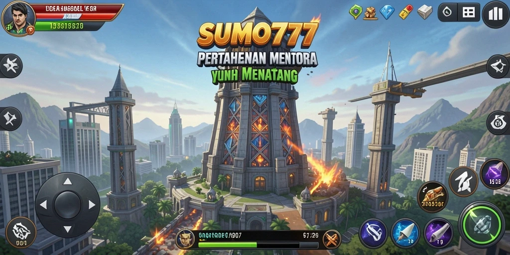 Tampilan gameplay menawan dari SUMO777 dalam mode Tower Defense.
