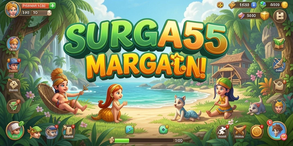 Tampilan gameplay SURGA55 yang ceria dan menarik.