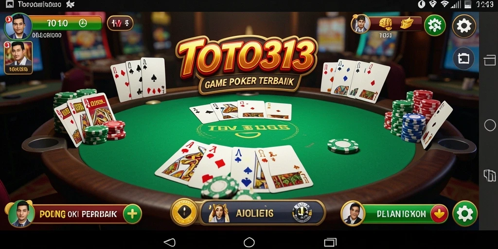 Screenshot TOTO313 menampilkan sesi permainan poker yang mendebarkan.