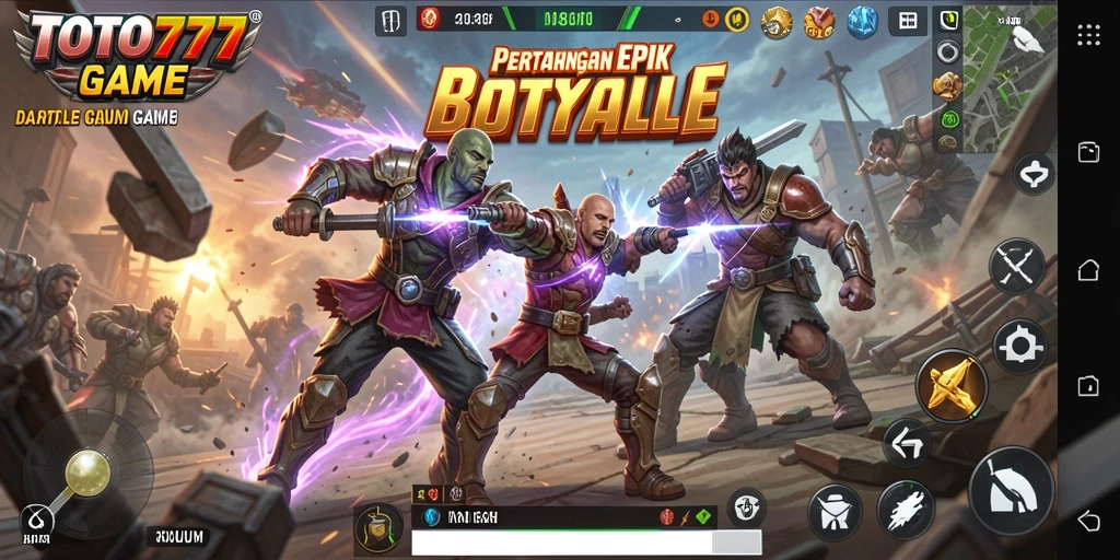 Screenshot dari gameplay TOTO777 menampilkan aksi pertempuran yang mendebarkan.