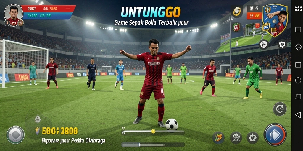 Gameplay mendebarkan di lapangan sepak bola dengan tim favorit.