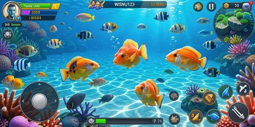 Tampilan gameplay WISNU123 yang seru dan penuh aksi Tembak Ikan.