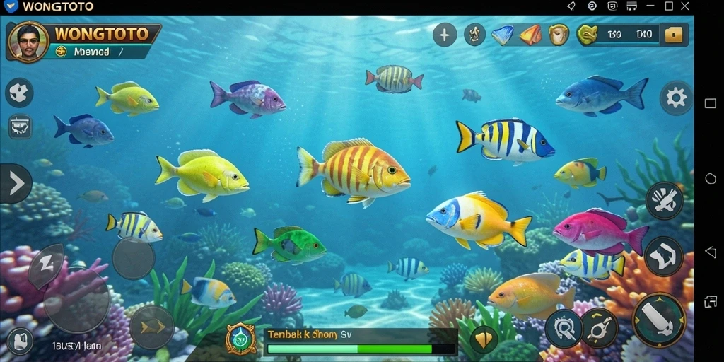 Screenshot gameplay WONGTOTO menunjukkan aksi menembak ikan yang seru.