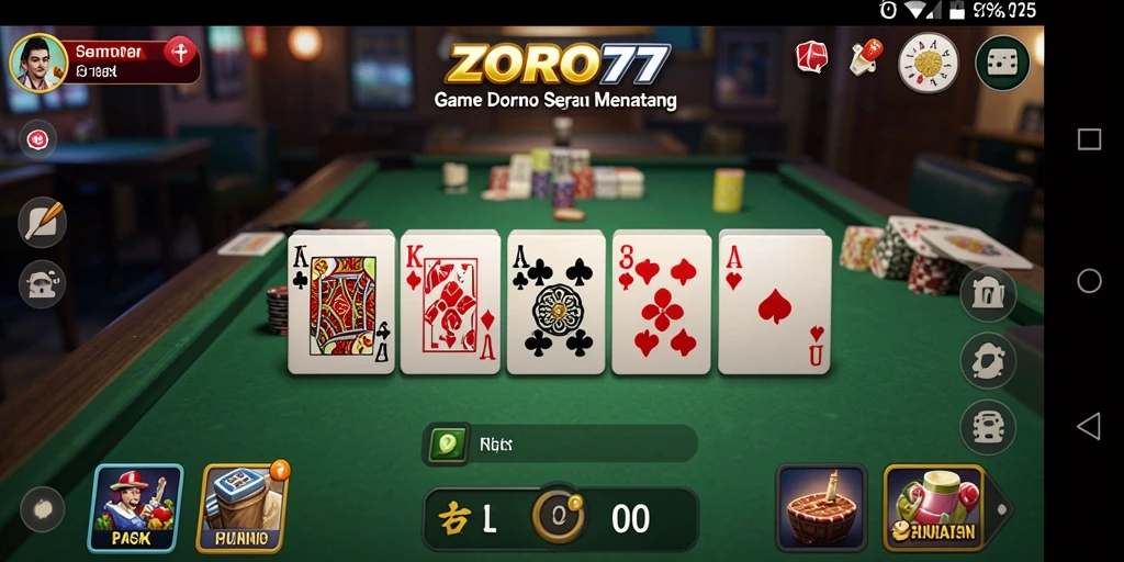Screenshot menunjukkan keseruan gameplay domino ZORO77.